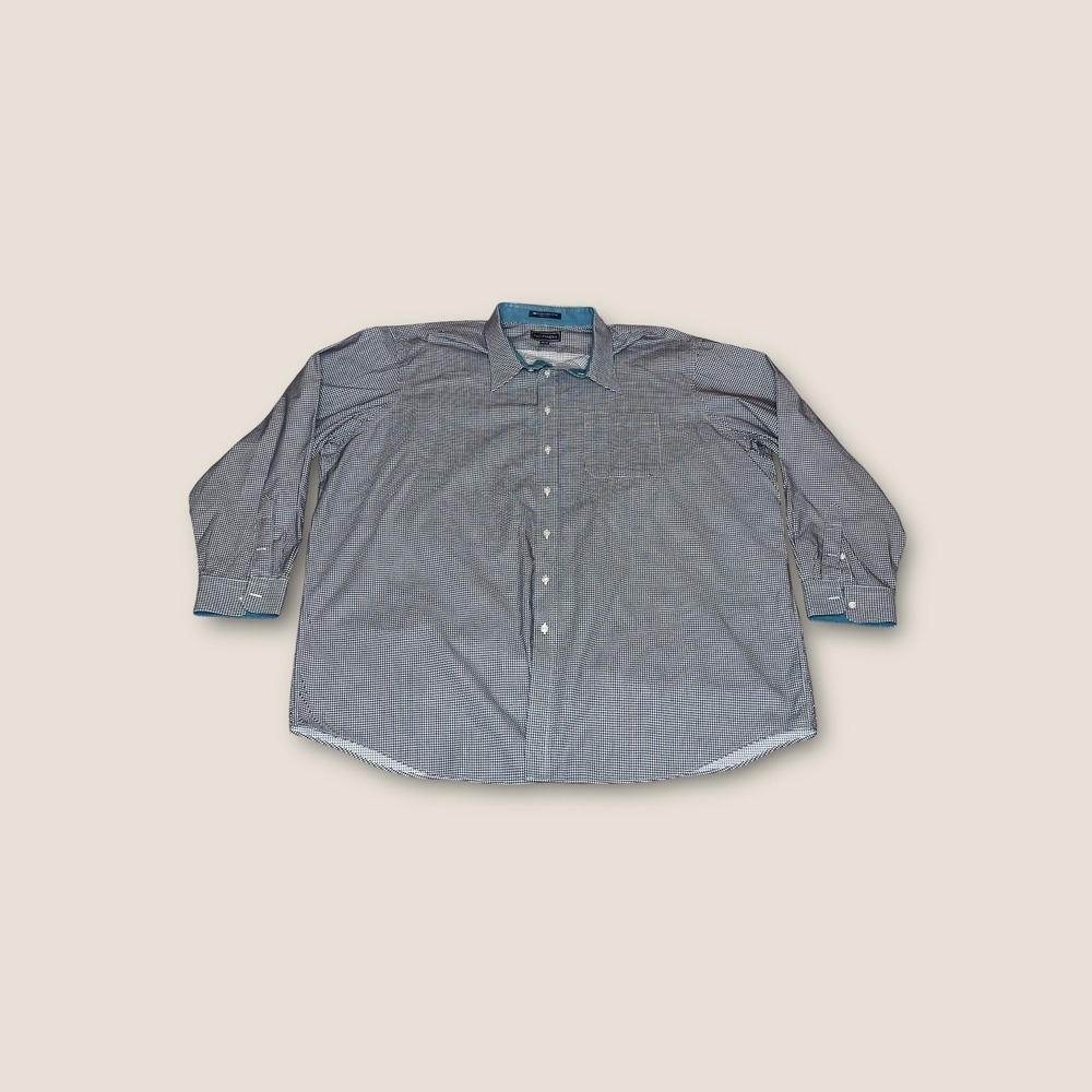 Paul Fredrick‎ Mens 20 37 Long Sleeve Dress Shirt Gingham Dark Gray Button Down
